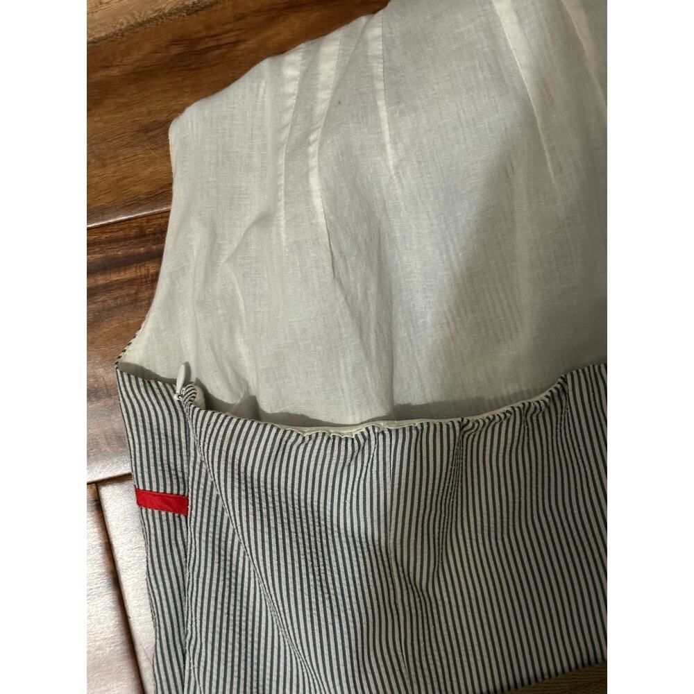 Jessica Simpson Striped Seersucker Belted Halter Dress Gray White Womens Size 14 - Picture 5 of 12